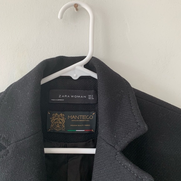 Zara Manteco Premium Wool Blend Coat Gold Buttons - Picture 7 of 9